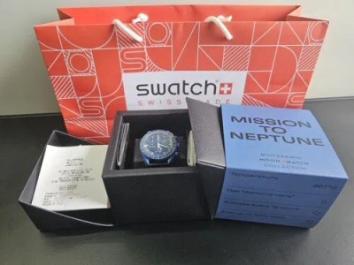 Pre-owned Swatch Rare Omega X  Mission To Neptune Moon - Bnib W/ Warranty Card Snoopy