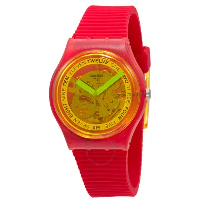 Swatch Retro-rosso Quartz Transparent Yellow Dial Unisex Watch Gr185 In Red