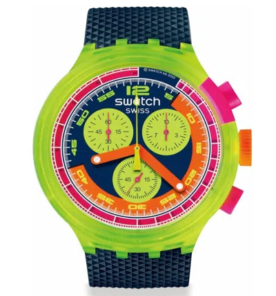 Pre-owned Swatch Sb06j100 Blue Neon To The Max. 1991 Grand Prix Unisex Watch In Box Jp