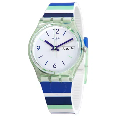 Swatch Sky Zebra Quartz White Dial Watch Gg711 In Blue