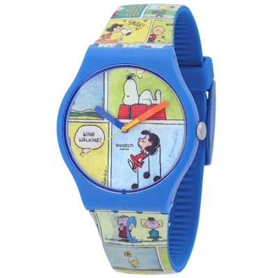 Swatch Smak X Peanuts Quartz Unisex Watch So29z108 In Blue