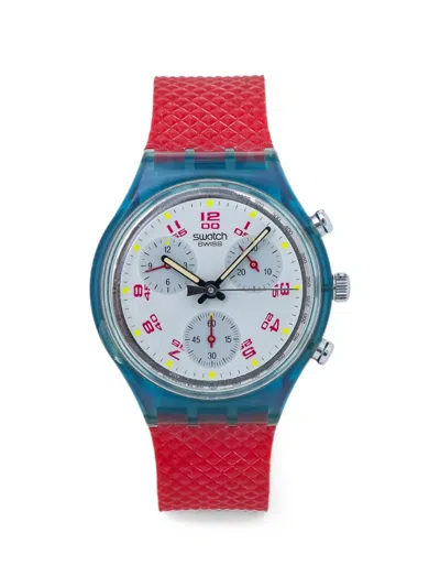 Pre-owned Swatch Swiss Chronograph 37mm Watch In White