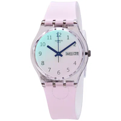 Swatch Ultrarose Quartz Ombre Dial White Pink Silicone Ladies Watch Ge714 In Pink/blue/white