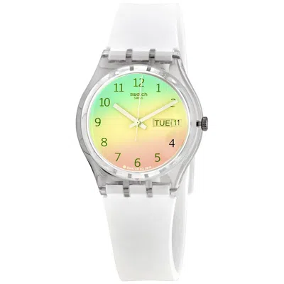 Swatch Ultrasoleil Quartz Ladies Watch Ge720 In White/beige