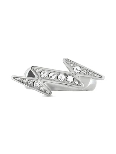 Pre-owned Swatch Vintage Crystal-embellished Ring In Silver
