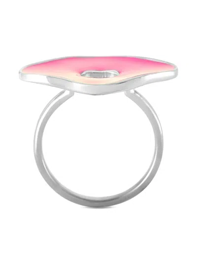 Pre-owned Swatch Vintage Two-tone Design Ring In Silver
