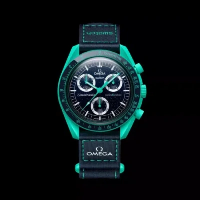 Pre-owned Swatch W  X Omega Bioceramics Moons Mission To Earth Polar Lights - Fast+