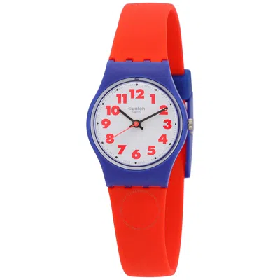 Swatch Waswola Quartz White Dial Ladies Watch Ls116 In Red