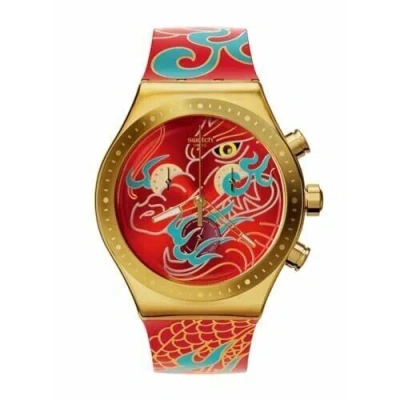 Pre-owned Swatch Watch Dragon In Motion Yvz100 Men's Red
