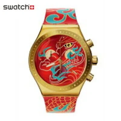 Pre-owned Swatch Watch Dragon In Motion Yvz100 Red Originals Irony Chrono Ｗ/box