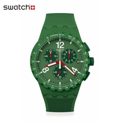 Pre-owned Swatch Watch Primarily Green Susg407 Unisex Adults Originals Chrono Plastic