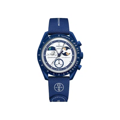 Pre-owned Swatch X Omega Bioceramic Moon 'mission To Earthphase Moonshine Snoopy Gold Hunters Moon' | Blue | M