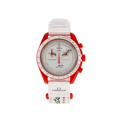 Pre-owned Swatch X Omega Bioceramic Moon 'mission To Mars' | White | Men's Size Onesize
