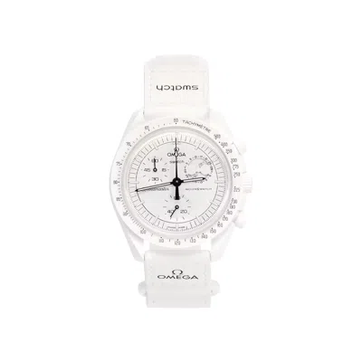Pre-owned Swatch X Omega Bioceramic Moon 'mission To Moonphase Snoopy' | White | Men's Size Onesize