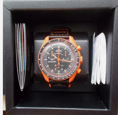 Pre-owned Swatch X Omega Bioceramic Moon Mission To Earth Lava Brand Fast Ship