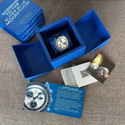 Pre-owned Swatch X Omega Bioceramic Moon Missionthe Super Blue Moonphase So33n700