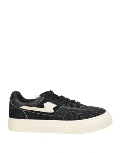 S.w.c Stepney Workers Club S. W.c Stepney Workers Club Man Sneakers Black Size 8 Leather, Textile Fibers