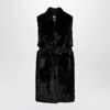 SWD BY S.W.O.R.D. BLACK BELTED FAUX FUR WAISTCOAT