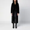 Swd By S.w.o.r.d. Black Long Faux Fur Coat In Black