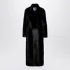 Swd By S.w.o.r.d. Black Long Faux Fur Coat In Black