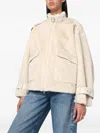 Swd By S.w.o.r.d. Buckle Faux-fur Jacket In Neutral