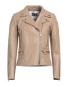 Swd By S.w.o.r.d. Swd By S. W.o. R.d. Woman Jacket Sand Size 6 Leather, Cotton, Polyester In Beige