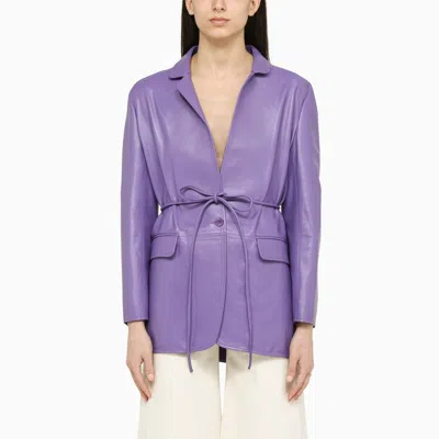 Swd By S.w.o.r.d. Violet Leather Blazer In Purple