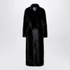 Swd By S.w.o.r.d. Black Long Faux Fur Coat In Black