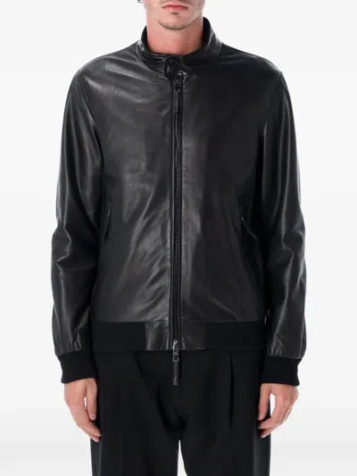 Swd By S.w.o.r.d. Zip Leather Jacket In Black
