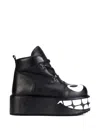 Swear Smiley Platform Ankle Boots In Black
