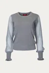 Sweaterland Mesh Sleeve Sweater In Dark Grey In Gray