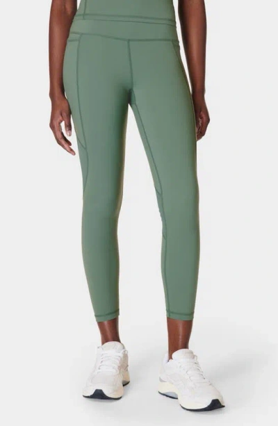 Sweaty Betty Aerial Core Mesh Inset Ankle Pocket Leggings In Cool Forest Green