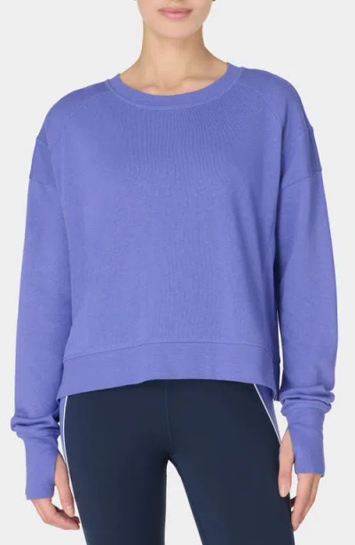 Sweaty Betty After Class Cotton Blend Crop Sweatshirt In Blue