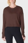 Sweaty Betty After Class Cotton Blend Crop Sweatshirt In Brown