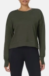 Sweaty Betty After Class Cotton Blend Crop Sweatshirt In Brown