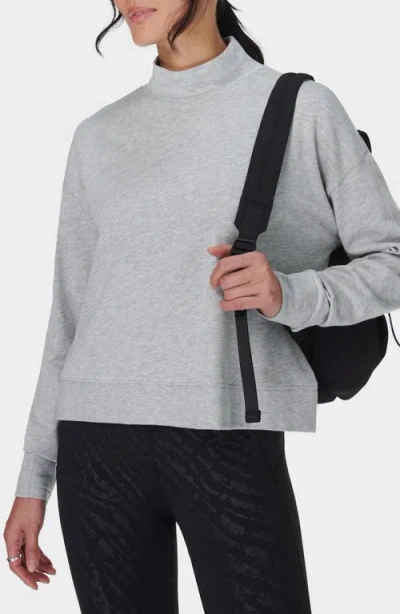Sweaty Betty After Class Cotton Turtleneck Crop Sweatshirt In Gray