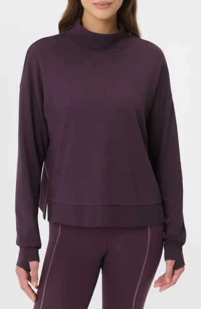 Sweaty Betty After Class Cotton Turtleneck Crop Sweatshirt In Purple
