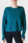 Sweaty Betty After Class Crop Sweatshirt In Cabin Blue