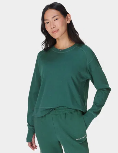 Sweaty Betty After Class Crop Sweatshirt In Green