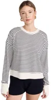 SWEATY BETTY AFTER CLASS CROP SWEATSHIRT LILY WHITE STRIPE