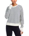 Sweaty Betty After Class Crop Sweatshirt In Lily White/stripe