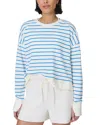 Sweaty Betty Womens After Class Crop Cotton And Modal-blend Sweatshirt Tidal Blue Stripe Xs In Tidal Blue