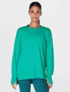 Sweaty Betty Womens Gem Green After Class Longline Relaxed Organic-cotton Blend Sweatshirt In Green