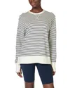 Sweaty Betty After Class Crop Sweatshirt In Lily White  Black Stripe