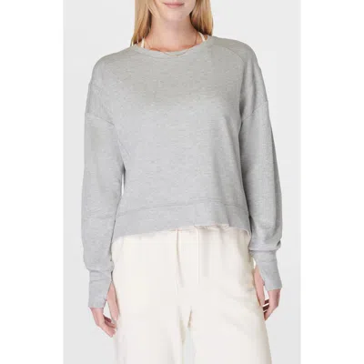 Sweaty Betty After Class Organic Cotton Blend Longline Sweatshirt In Light Grey Marl