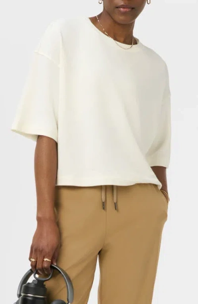 Sweaty Betty After Class Short Sleeve Cotton Blend Sweatshirt In White