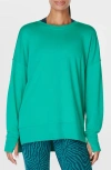 Sweaty Betty Womens Gem Green After Class Longline Relaxed Organic-cotton Blend Sweatshirt