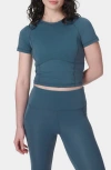 Sweaty Betty Womens All Day Cropped Stretch-woven T-shirt Subdued Blue In Subdued Blue