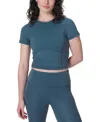 Sweaty Betty Womens All Day Cropped Stretch-woven T-shirt Subdued Blue In Subdued Bl