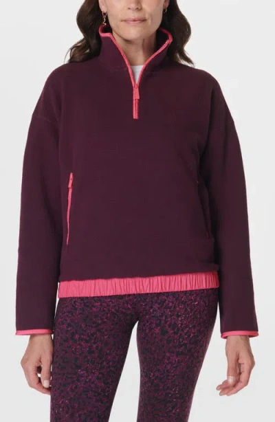 Sweaty Betty Compass Half Zip Fleece Pullover In Midnight Cherry Purple
